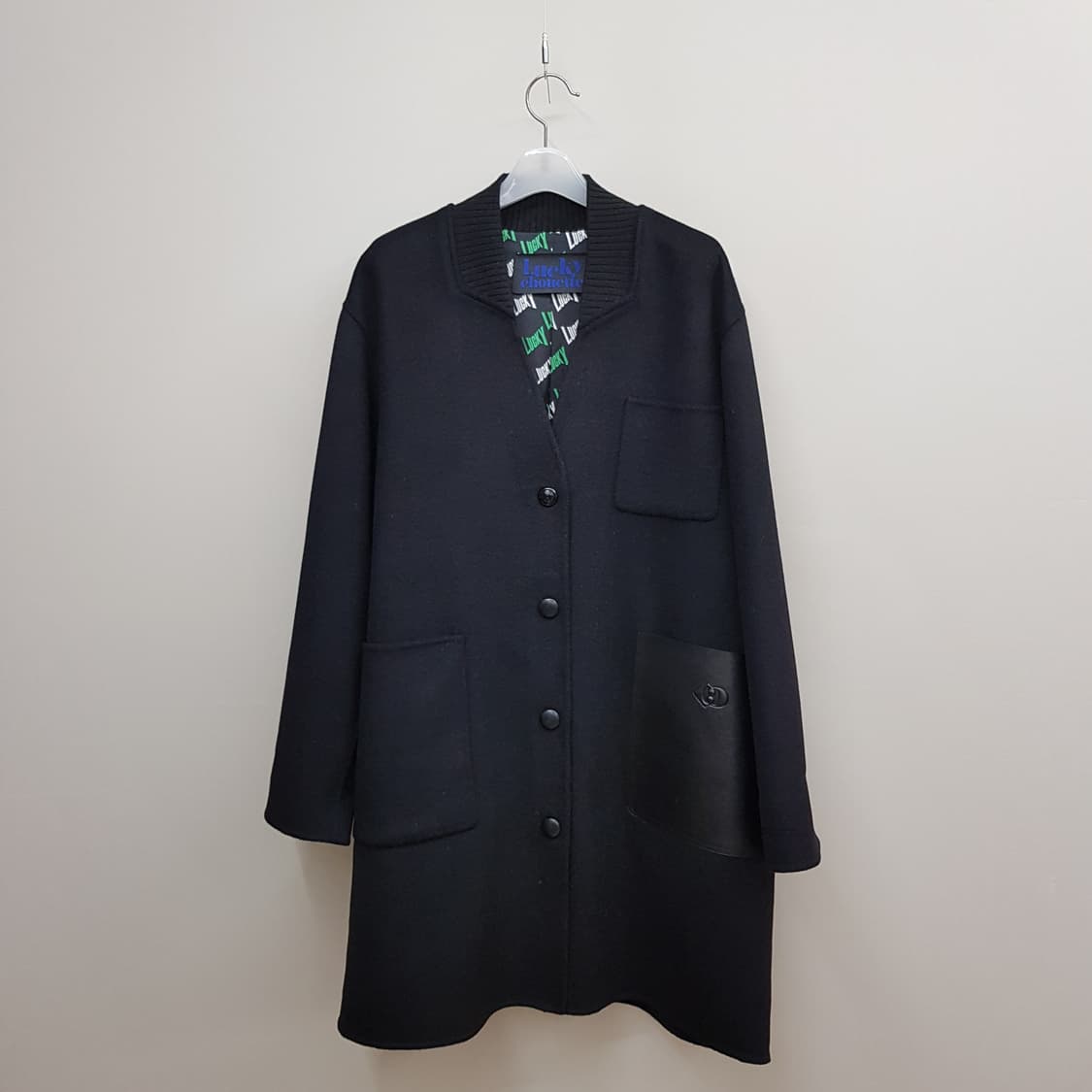 럭키슈에뜨 2025 캐시미어 혼방 노카라 롱 코트  36사이즈 상품이미지3
