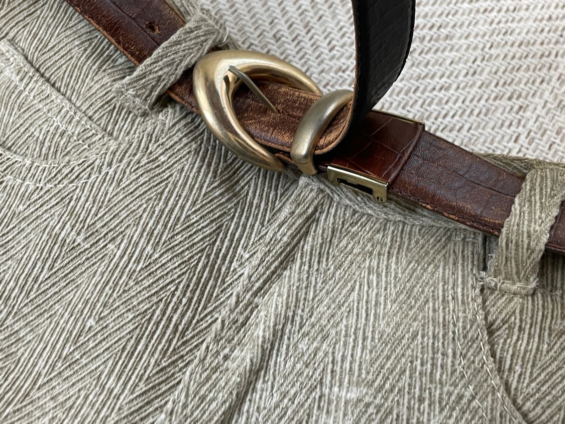 빈티지 크로커다일 골드 브라운 레더 벨트  J03839 상품이미지3