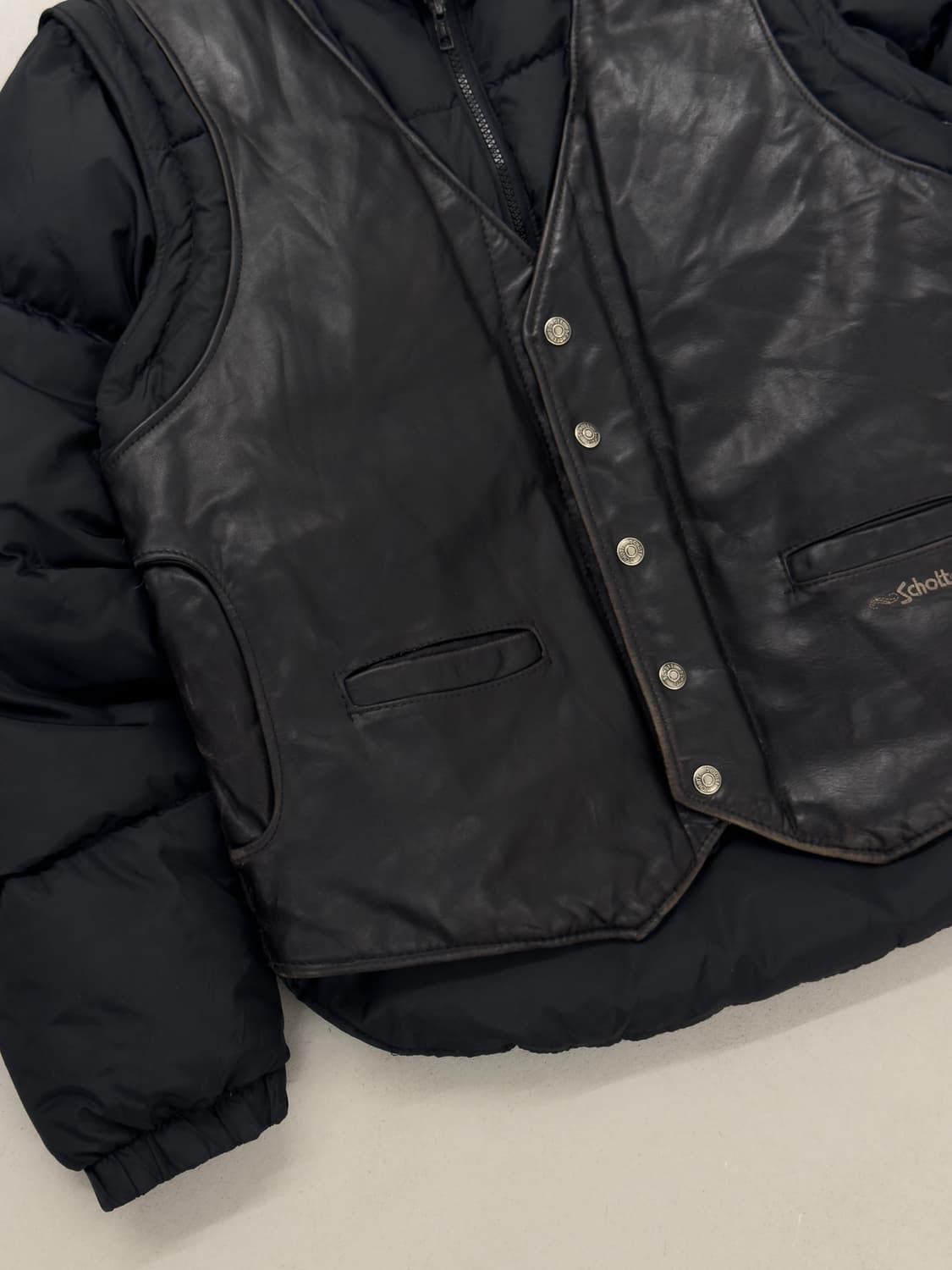 80s 쇼트 레더 다운 자켓 상품이미지5