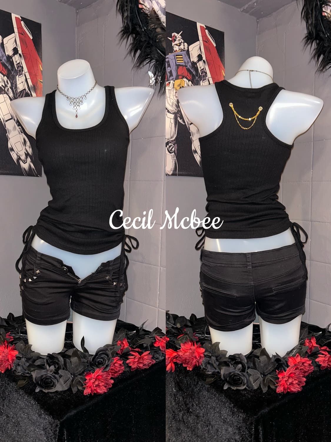 CECIL McBEE 세실맥비 금체인 포인트 셔링 골지나시 갸루y2k 상품이미지2