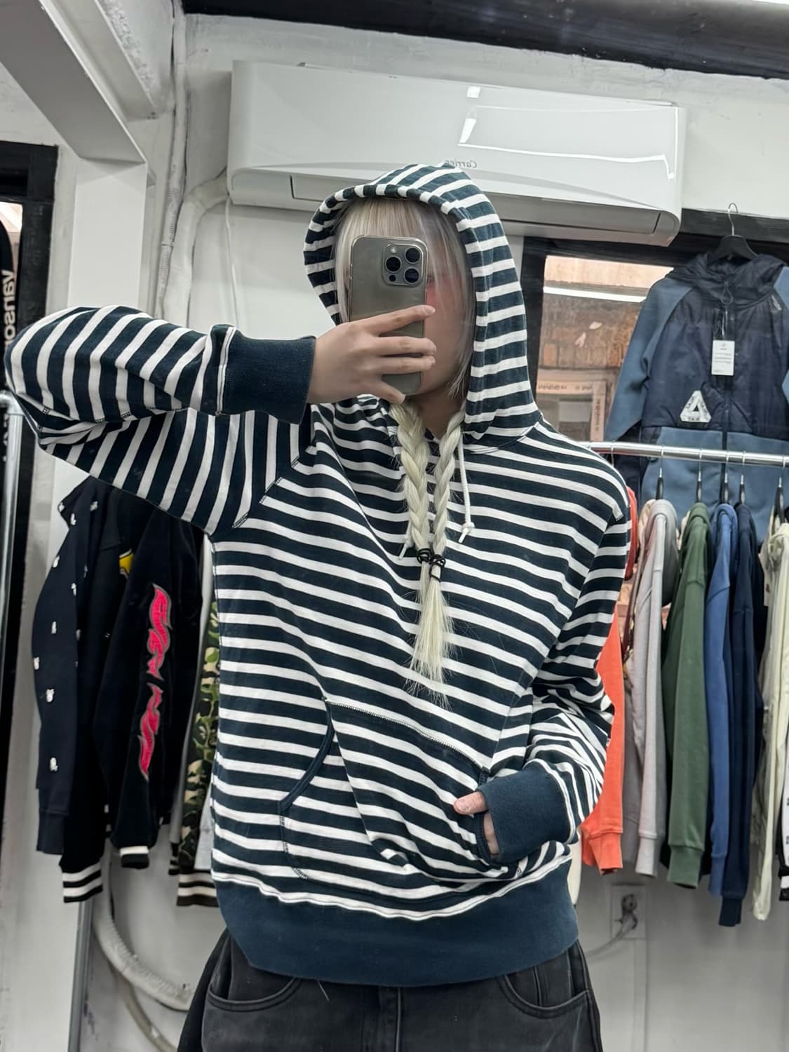 베이프 스트라이프 패턴 후디 상품이미지4