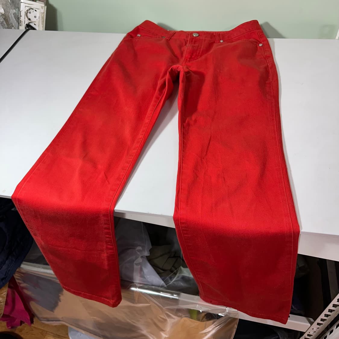 우먼M-L 라코스테 딥코랄 세미부츠컷 코튼 치노팬츠 상품이미지3