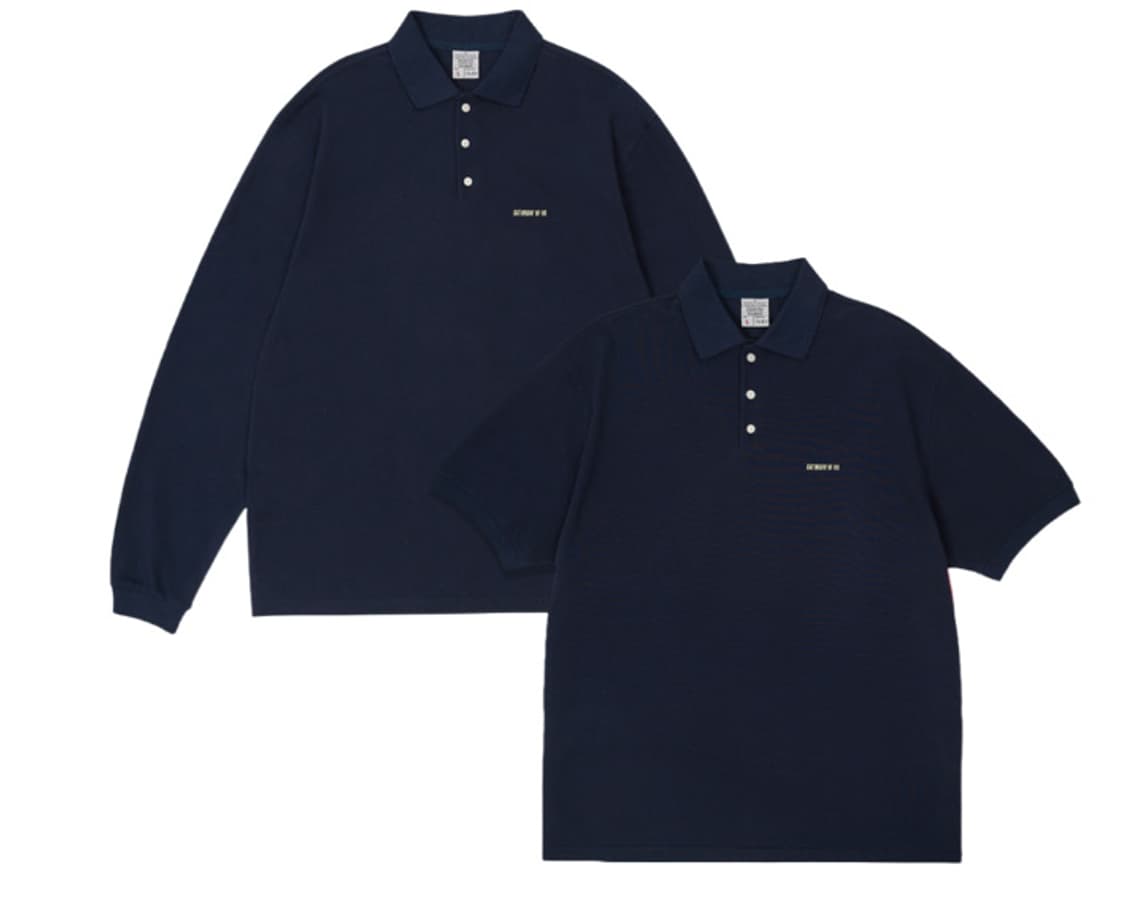 stu 레이어드 PK 폴로 셔츠 네이비 + 반팔, 긴팔 세트 상품이미지1