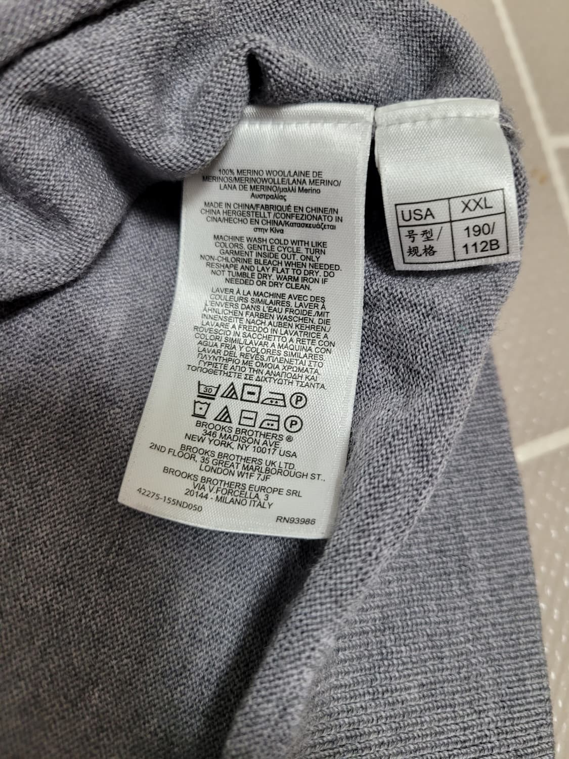 1회착) 브룩스 브라더스 메리노 울 라운드넥 니트 XXL 상품이미지6