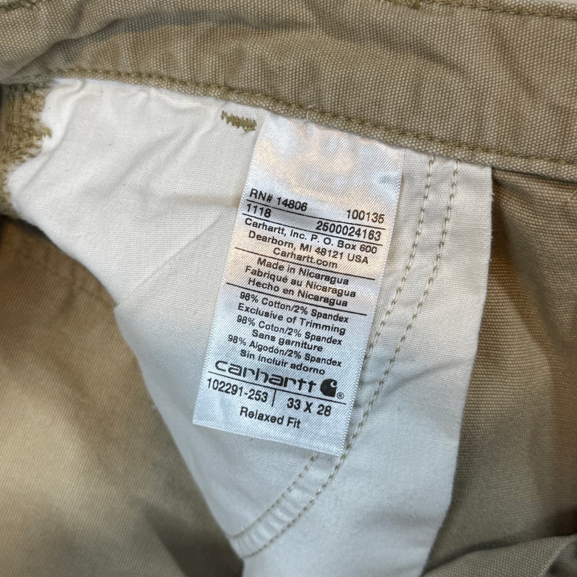 33inch) 칼하트 툴포켓 워크 팬츠 탄/브라운 릴렉스핏 상품이미지8