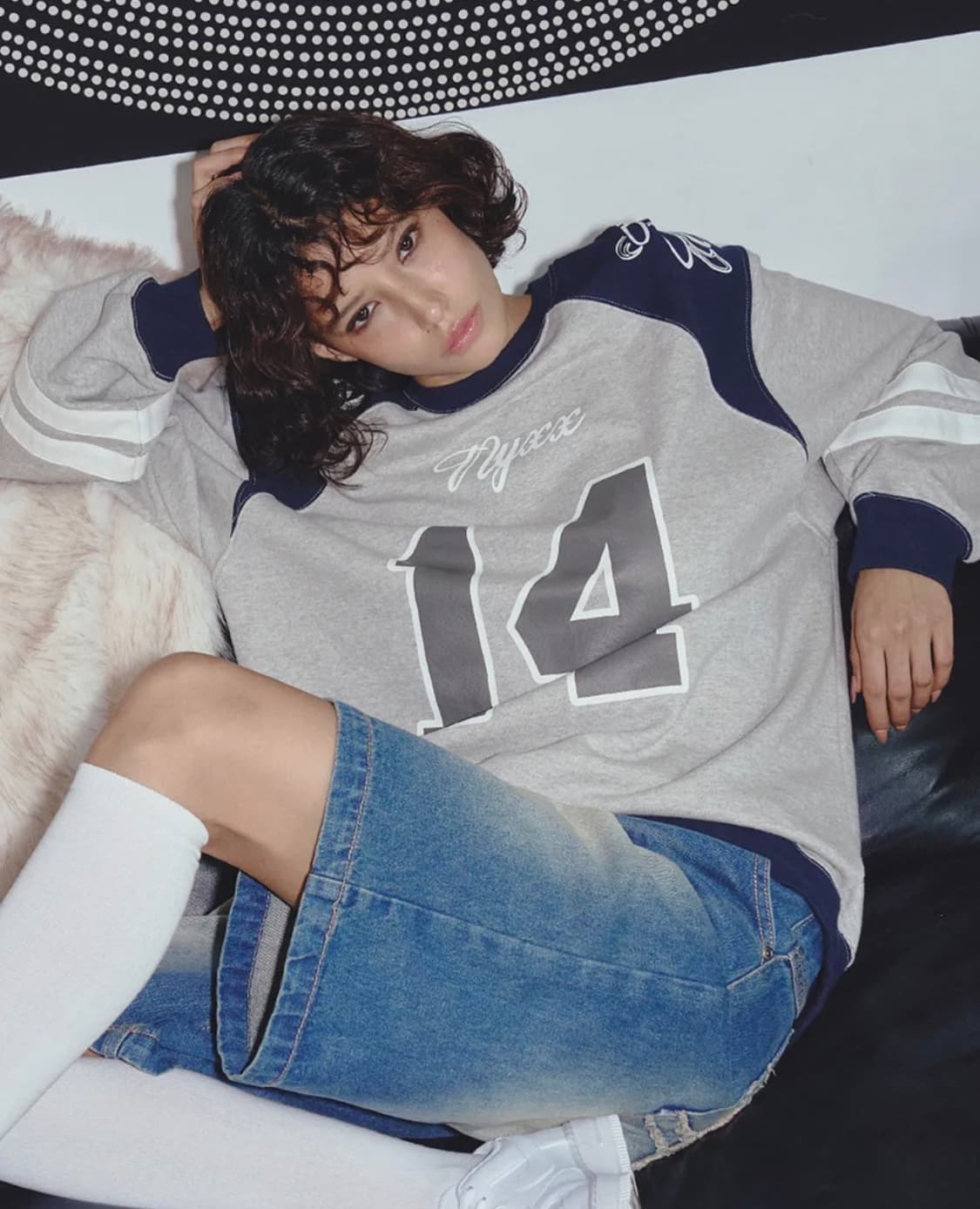 엔와이엑스엑스 컬러 블록 사커 스웨트셔츠 그레이 상품이미지1