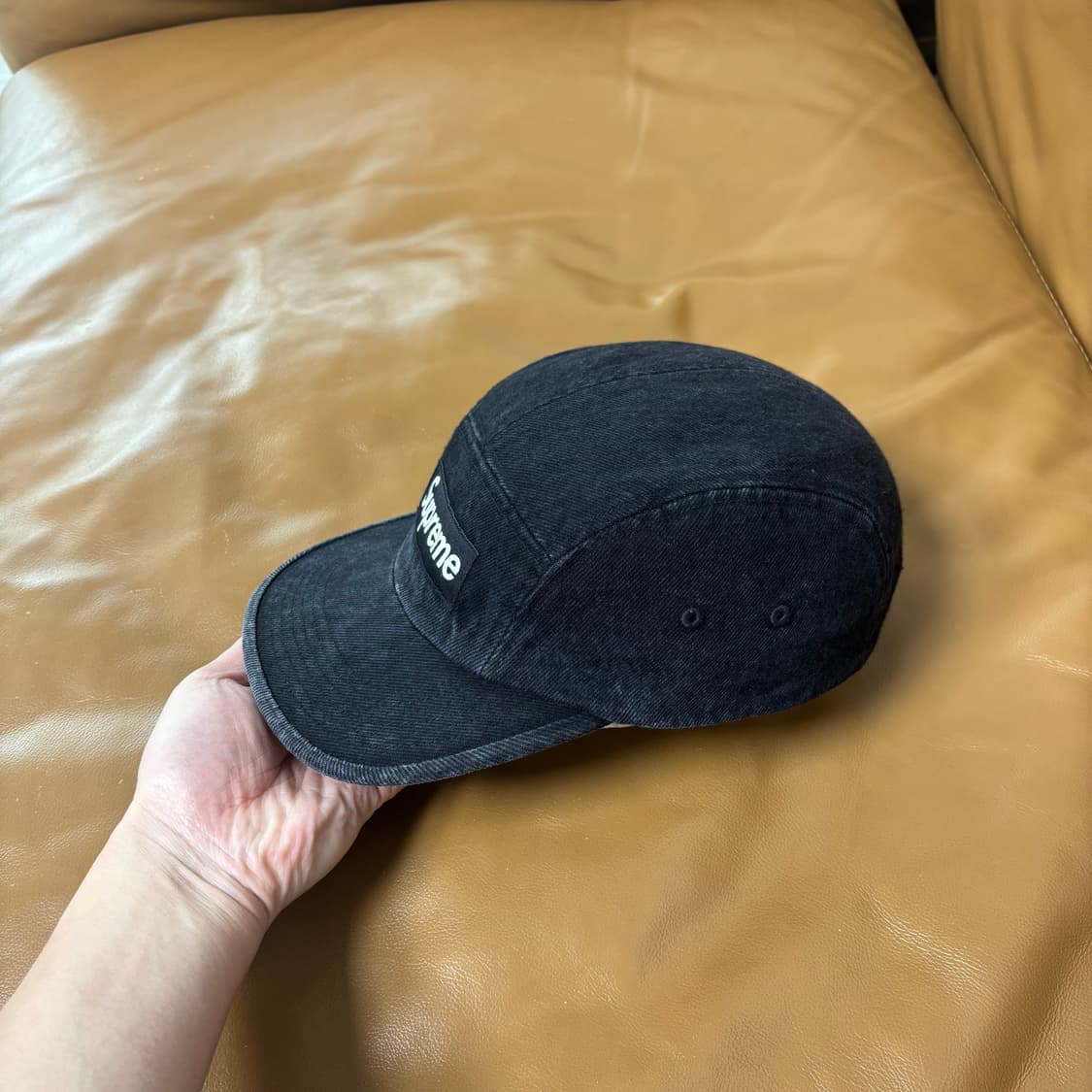 슈프림 캠프캡 모자 박스로고 데님 블랙 상품이미지4
