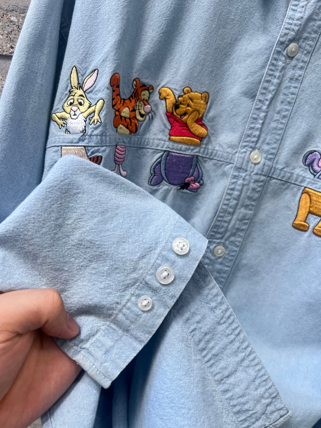 [L]90's Disney USA 디즈니 캐릭터 자수 데님 셔츠 상품이미지6