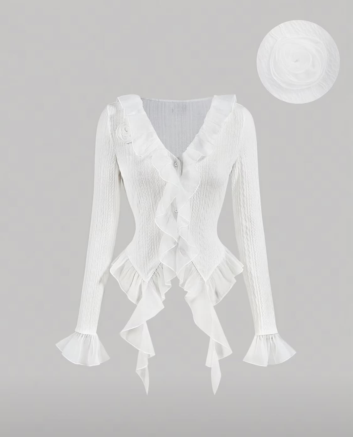 딱붙핏 화이트 v넥 볼레로 상품이미지1