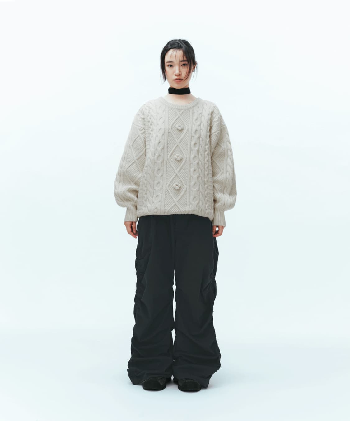 코이세이오 POMPOM CABLE KNIT IVORY 상품이미지2