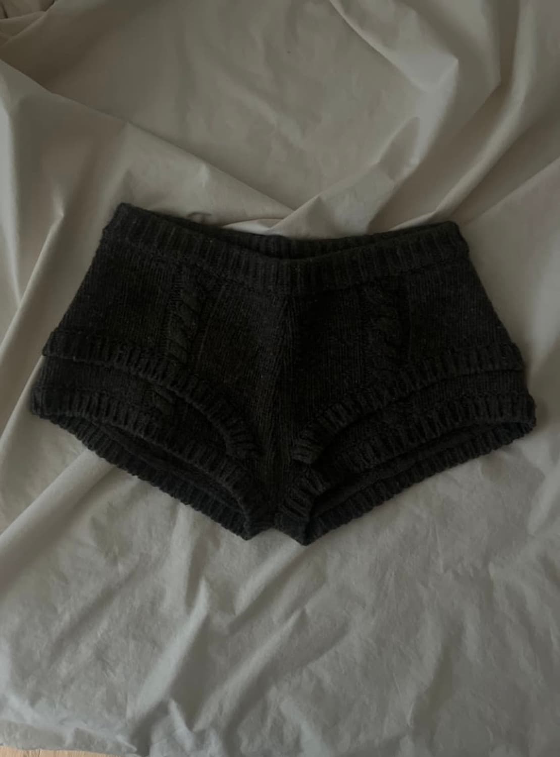 울리카상투스 로프 니트 쇼츠 브라운 상품이미지6