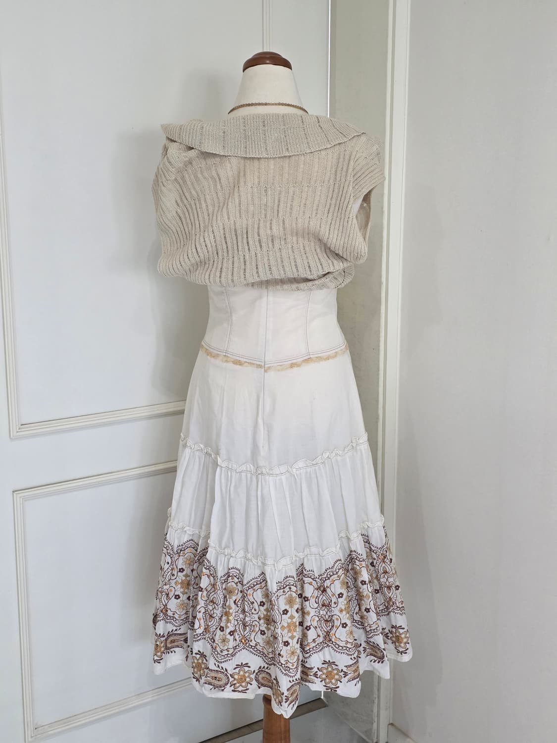 빈티지)하구미모리걸 라떼 페어리계 민소매캉캉패치워크원피스 볼레로 여름세트 상품이미지5