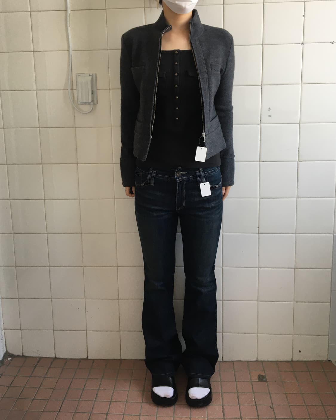 Woolen knit high neck zip up 상품이미지5