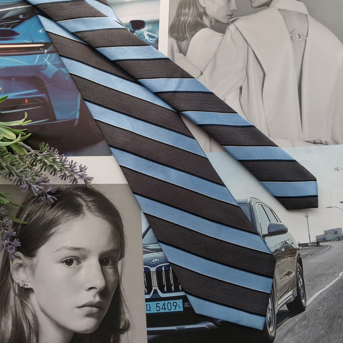 DKNY 실크 블루 스트라이프 넥타이 8.3cm A등급 A18681
 상품이미지3