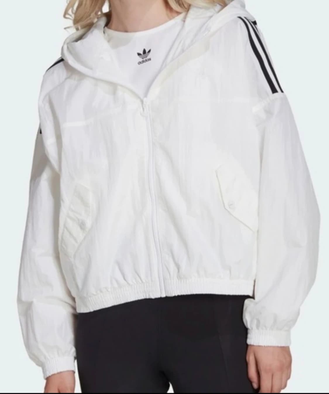 아디다스 후드 바람막이 화이트/파이어버드 집업 상품이미지2