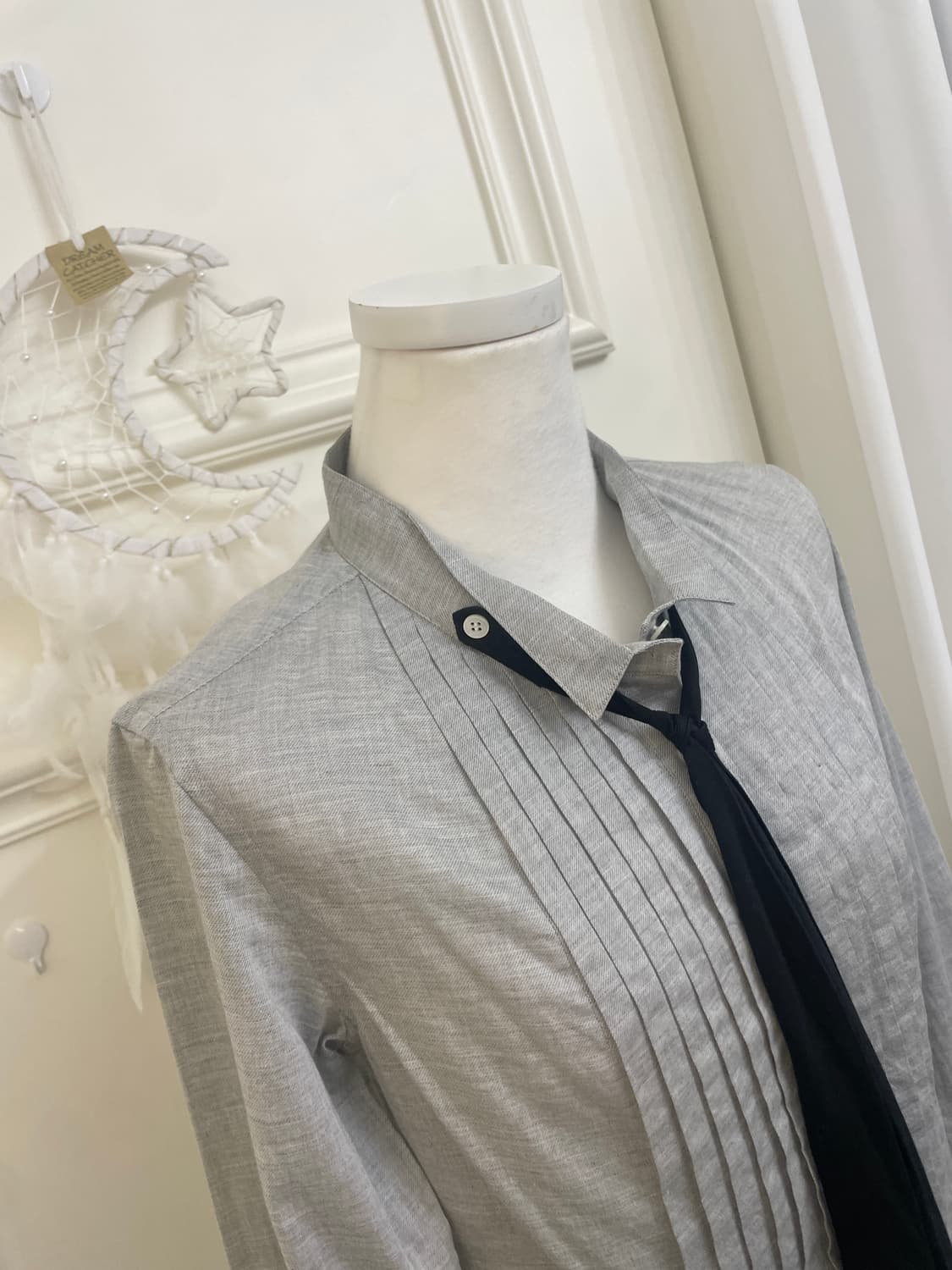 gray black tie point autumn shirt 상품이미지8
