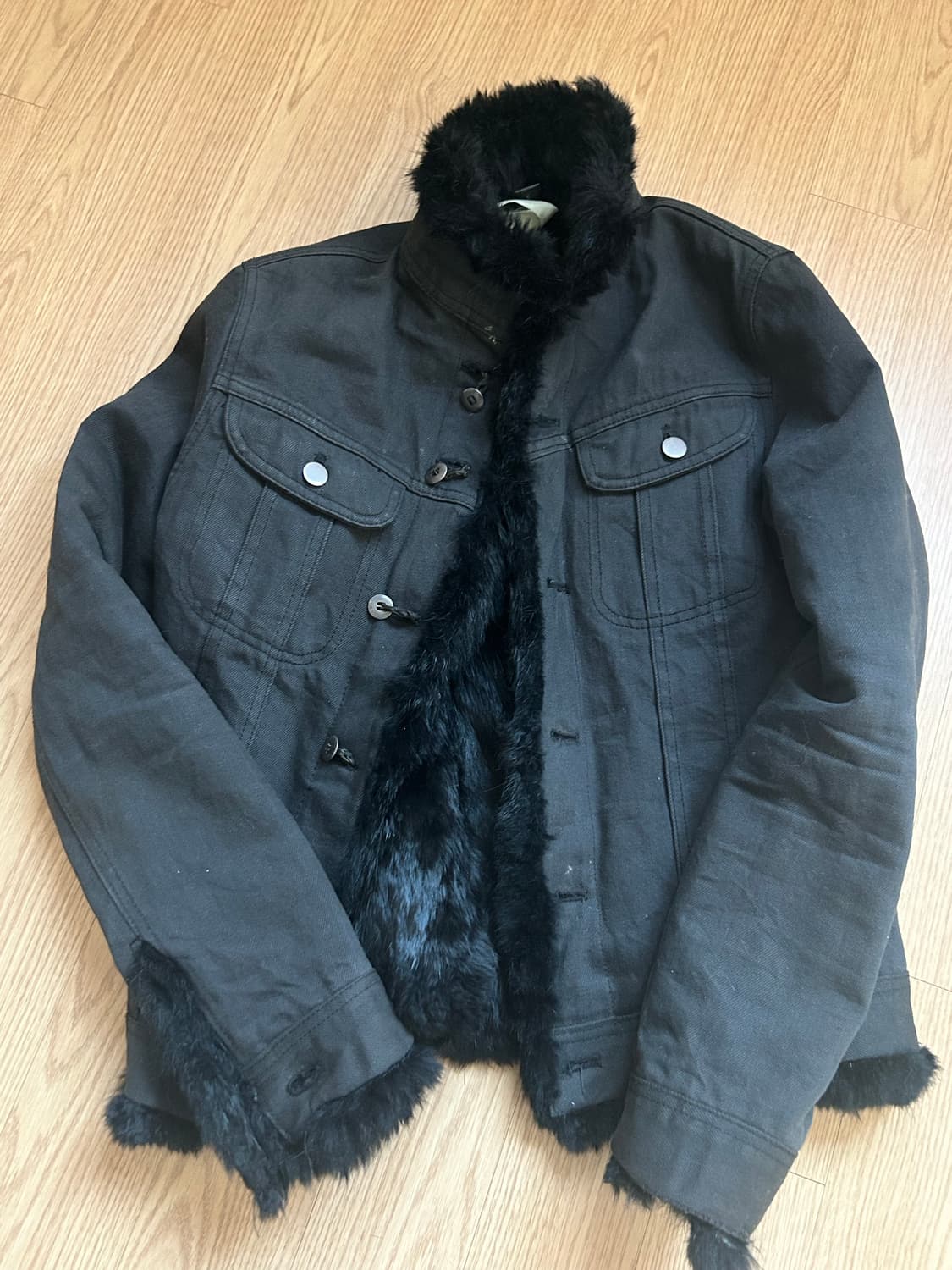 일본빈티지 모피 자켓 블랙 상품이미지1