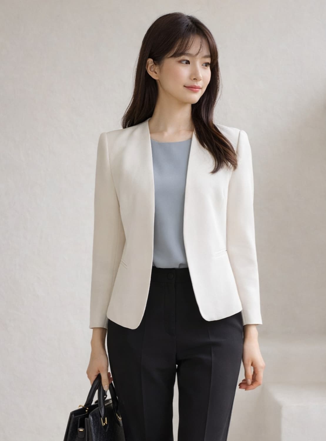 화이트 아이보리 노카라 자켓 66 / 봄여름 얇은 자켓 상품이미지1