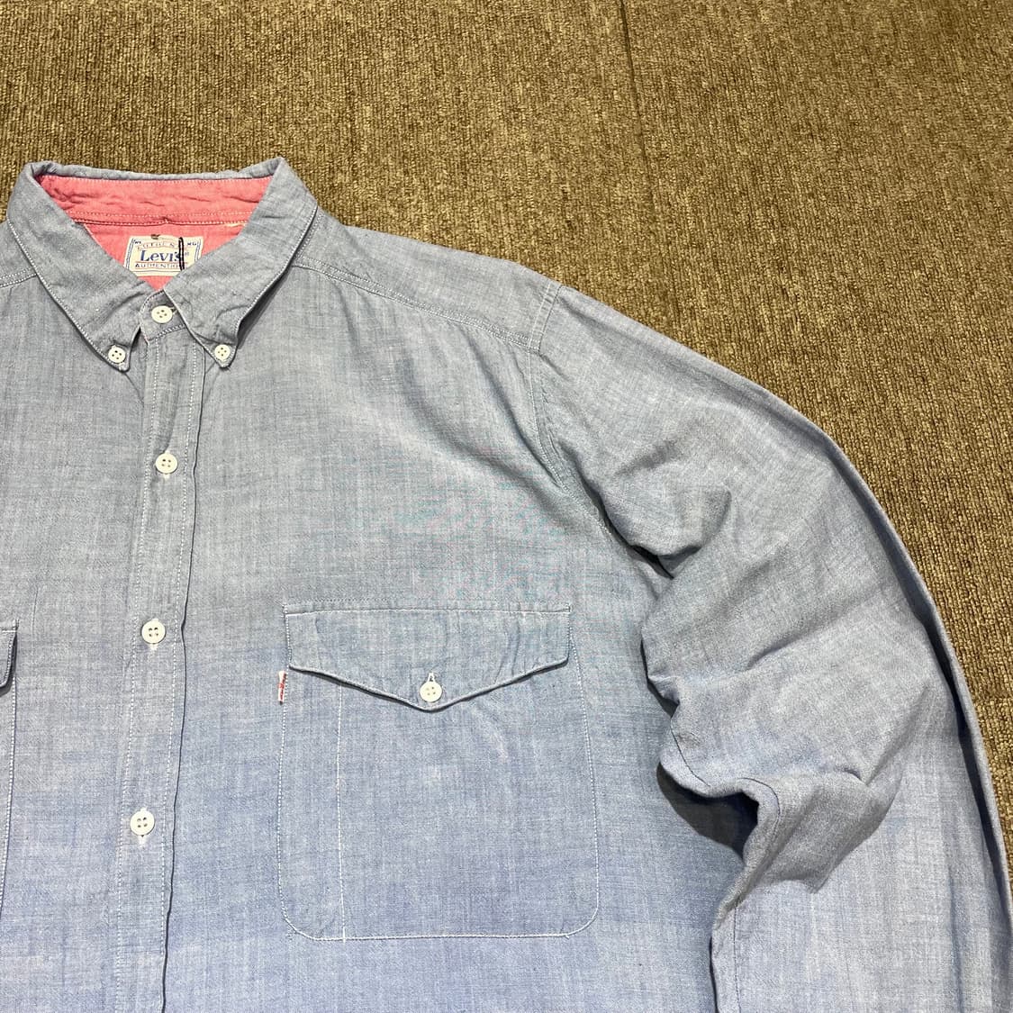 (XL) 90~00s Levi's 리바이스 화이트탭 데님 셔츠 상품이미지3