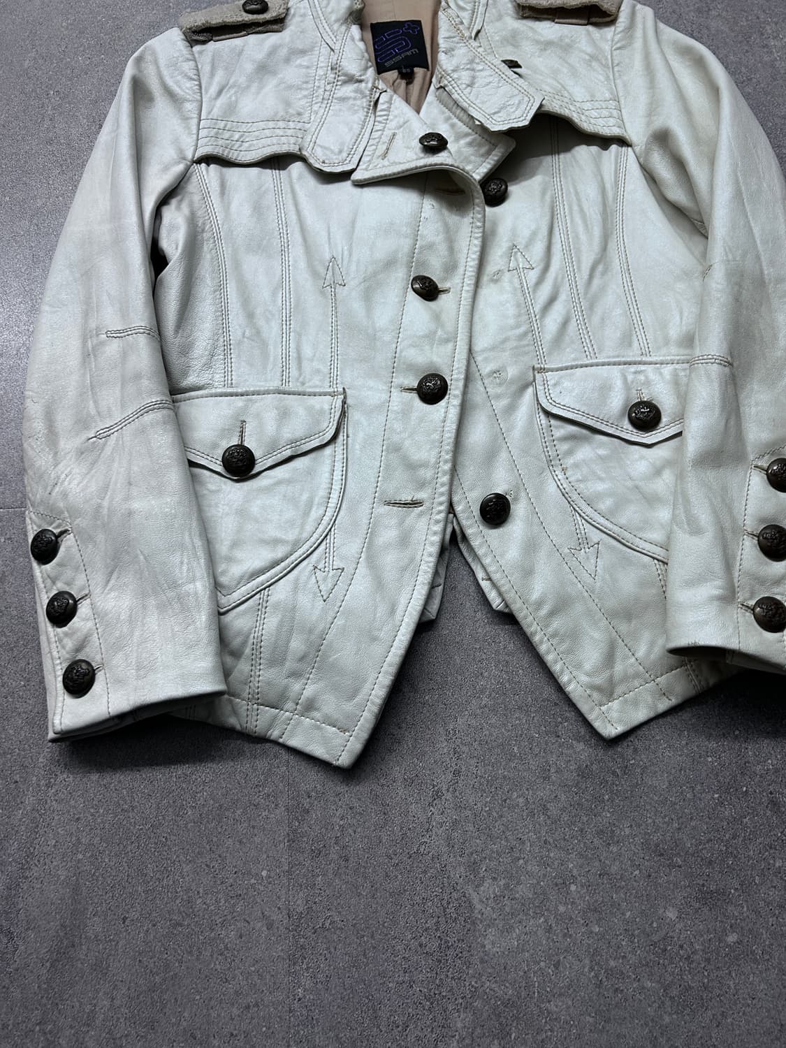 화이트 나폴레옹 레더 자켓 상품이미지3