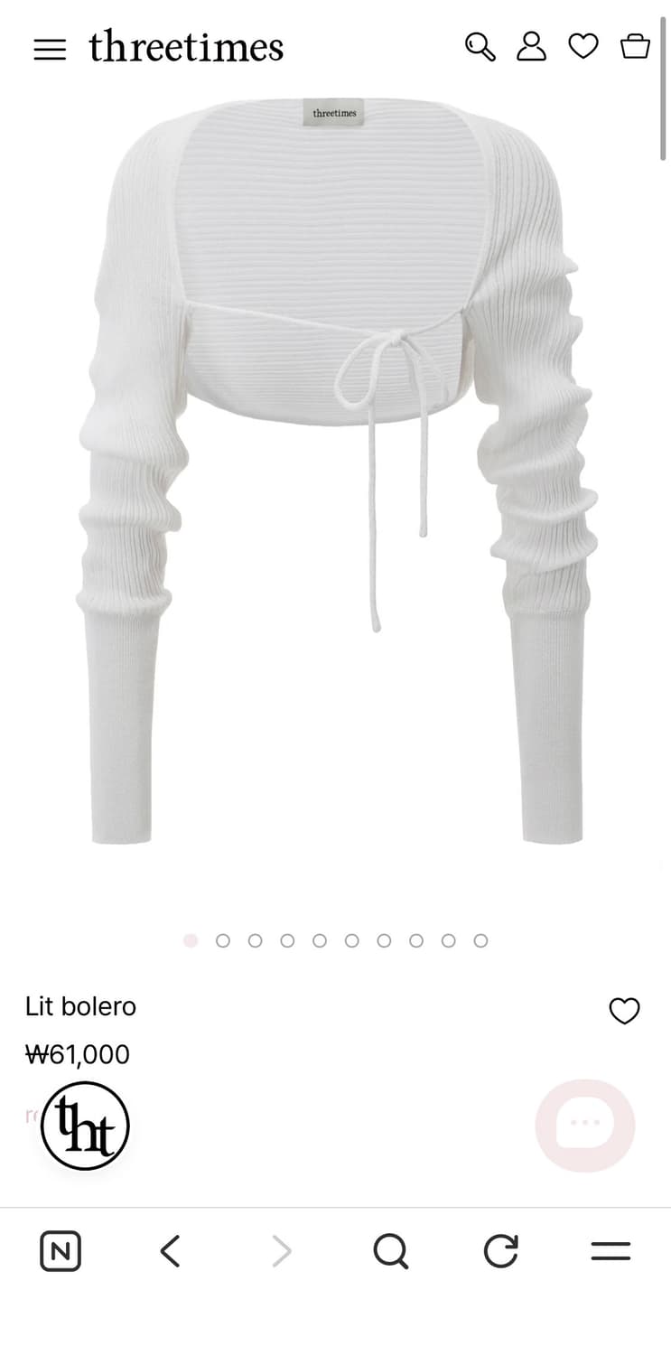 새상품) 쓰리타임즈 Lit bolero 릿 볼레로-화이트 상품이미지1
