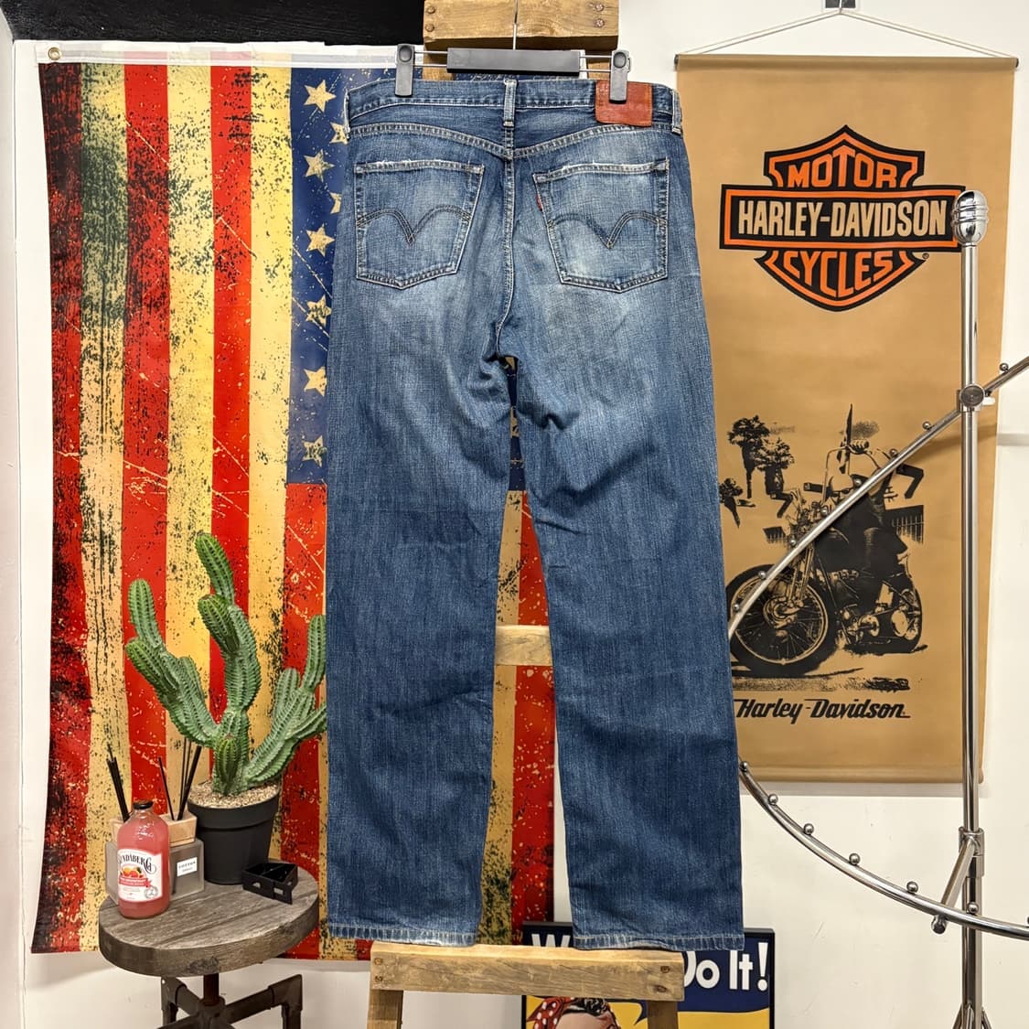 00s 리바이스502 빈티지워싱 캣브러쉬 가죽탭 스트레이트 데님팬츠N81 상품이미지2