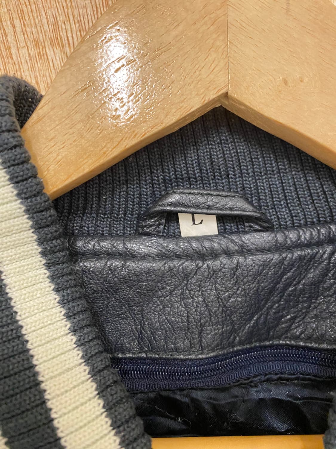 90~00s VTG leather varsity jacket 레더 바시티 상품이미지6