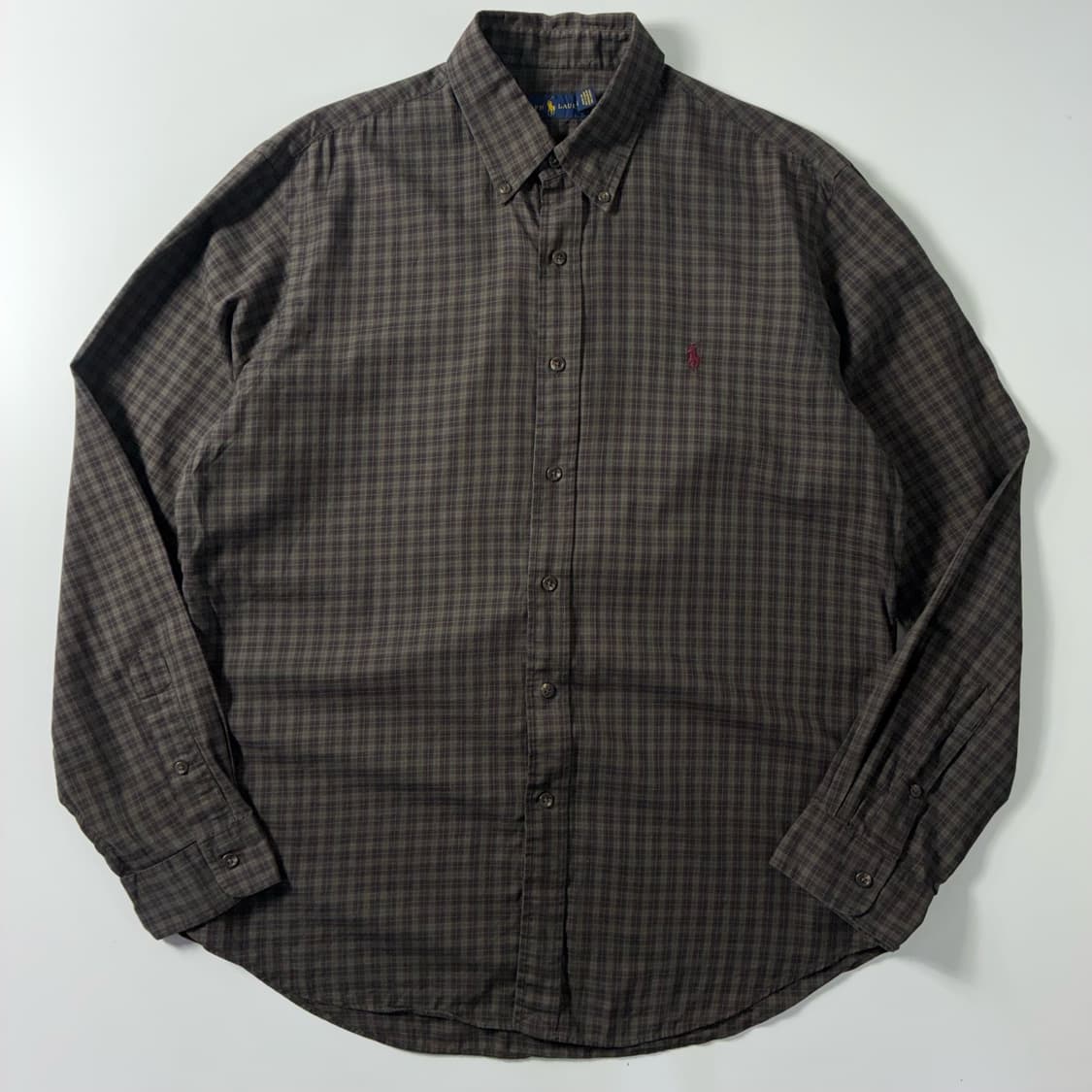 Polo  폴로 랄프로렌 자수 코튼 브라운 체크 셔츠  상품이미지1