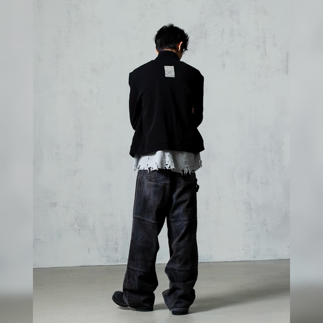 [택포](2size)아르반 리파인드 퍼커링 크롭 져지 자켓 블랙 상품이미지4