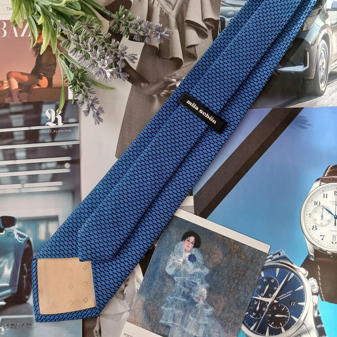 밀라숀 실크 블루 텍스처 자카드 넥타이 8cm A등급 A19049
 상품이미지4