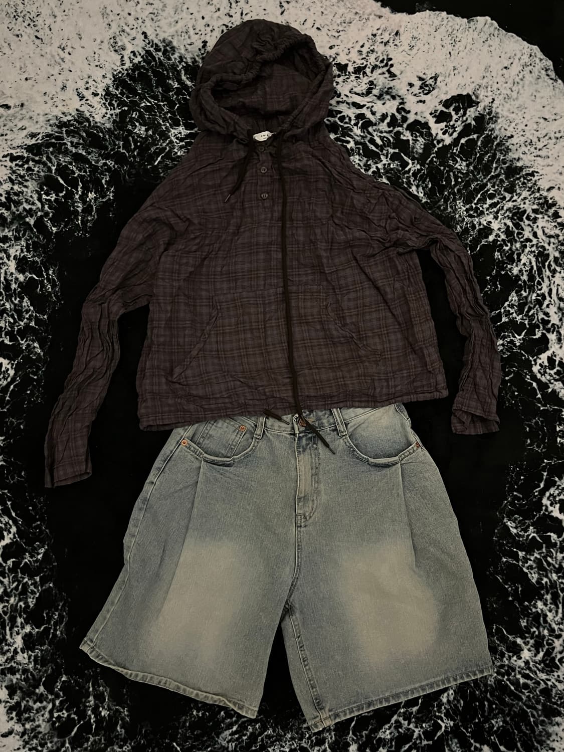Cody set(체크후드티+버뮤다팬츠) 상품이미지1