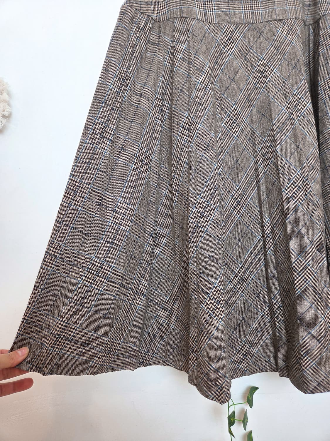 체크 울 플리츠 스커트 상품이미지3