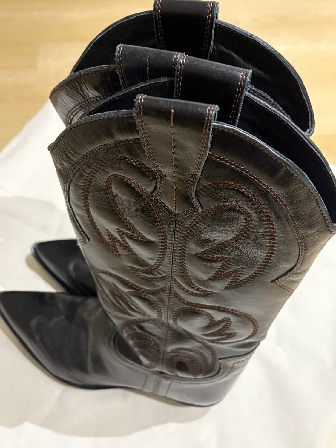 자라 디테일 카우보이 웨스턴 리얼 레더 부츠 상품이미지3