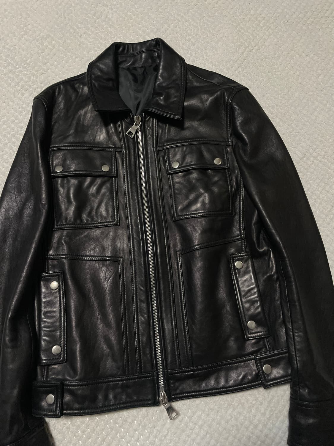 광희시장 웨스턴 무드 2WAY 램스킨 양가죽 포켓 레더 자켓 상품이미지6