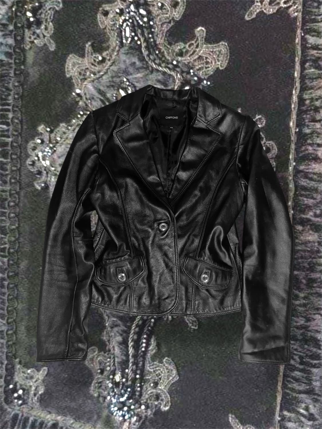 Sheepskin Silver button Leather Jacket 상품이미지1