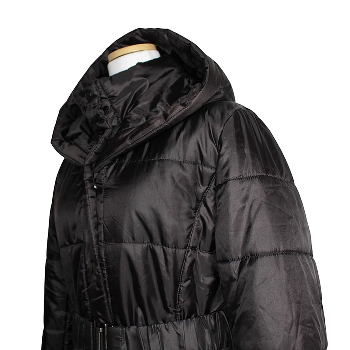 스페치오 블랙 후드 벨티드 롱패딩 코트 44 상품이미지4