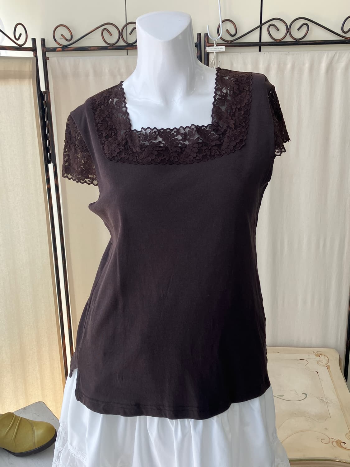 초코 브라운 레이스 크로셰 블라우스 1265 모리걸  상품이미지1