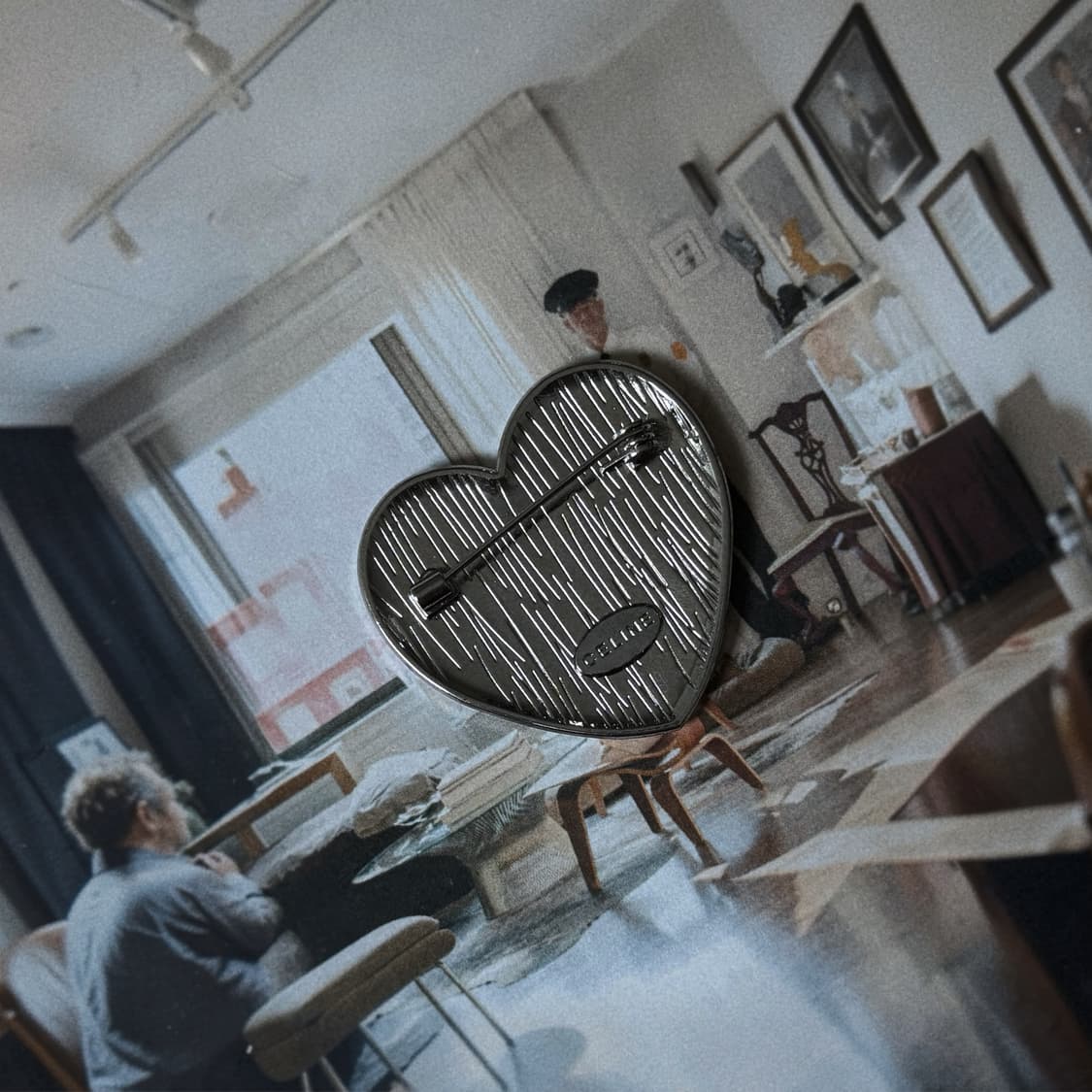 셀린느 블랙 에폭시 하트 브로치 빈티지 브로치 상품이미지5