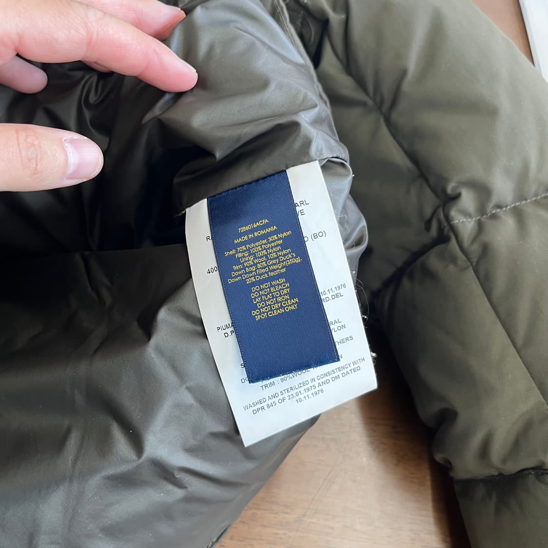 폴로랄프로렌 밀리터리 울믹스 덕다운 패딩점퍼 L 상품이미지6