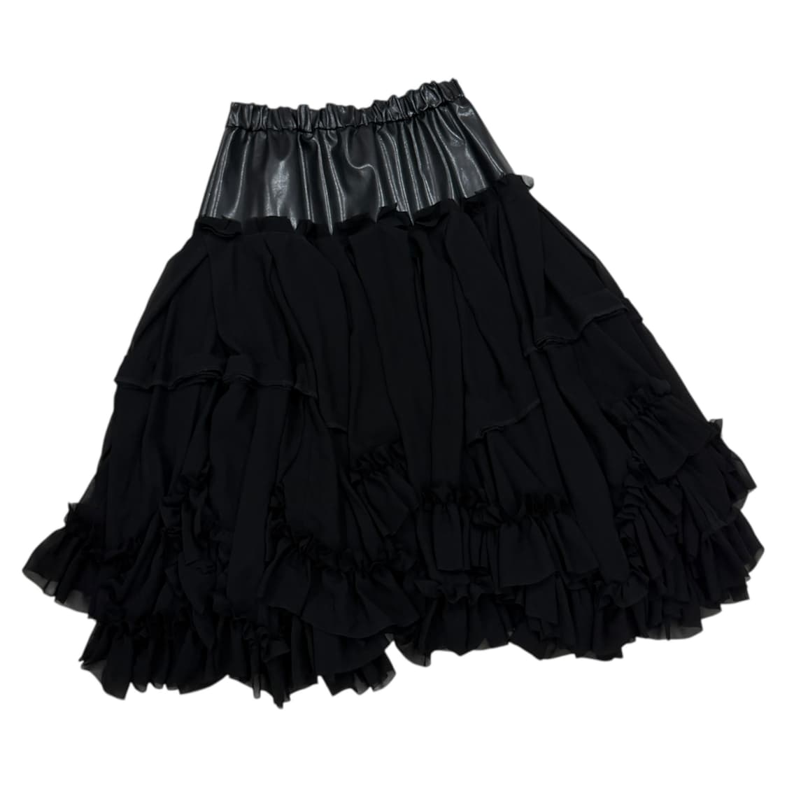 2024 꼼데가르송 러플 새틴 캉캉 롱스커트 치마 블랙 XS 상품이미지2