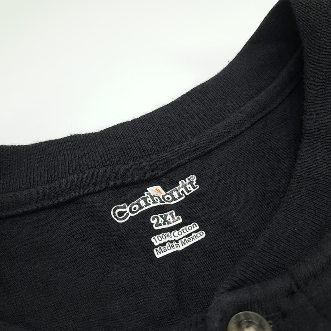Co774 2XL 칼하트 블랙 포켓 헨리넥 긴팔 티셔츠 상품이미지4