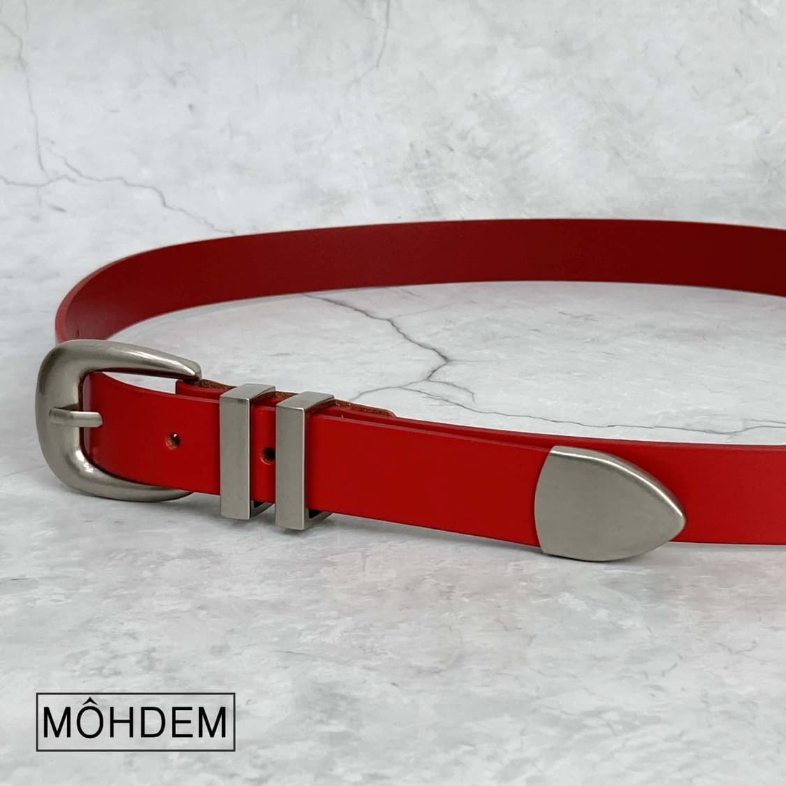 [Uinsex]더블링 웨스턴 소가죽 벨트 레드 상품이미지8