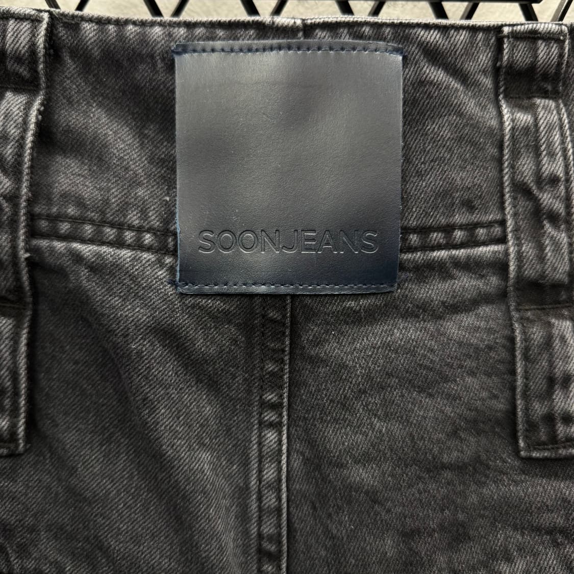 순진 칸디아니 데님 팬츠 전면 롱 벨트 포인트 흑청 상품이미지6