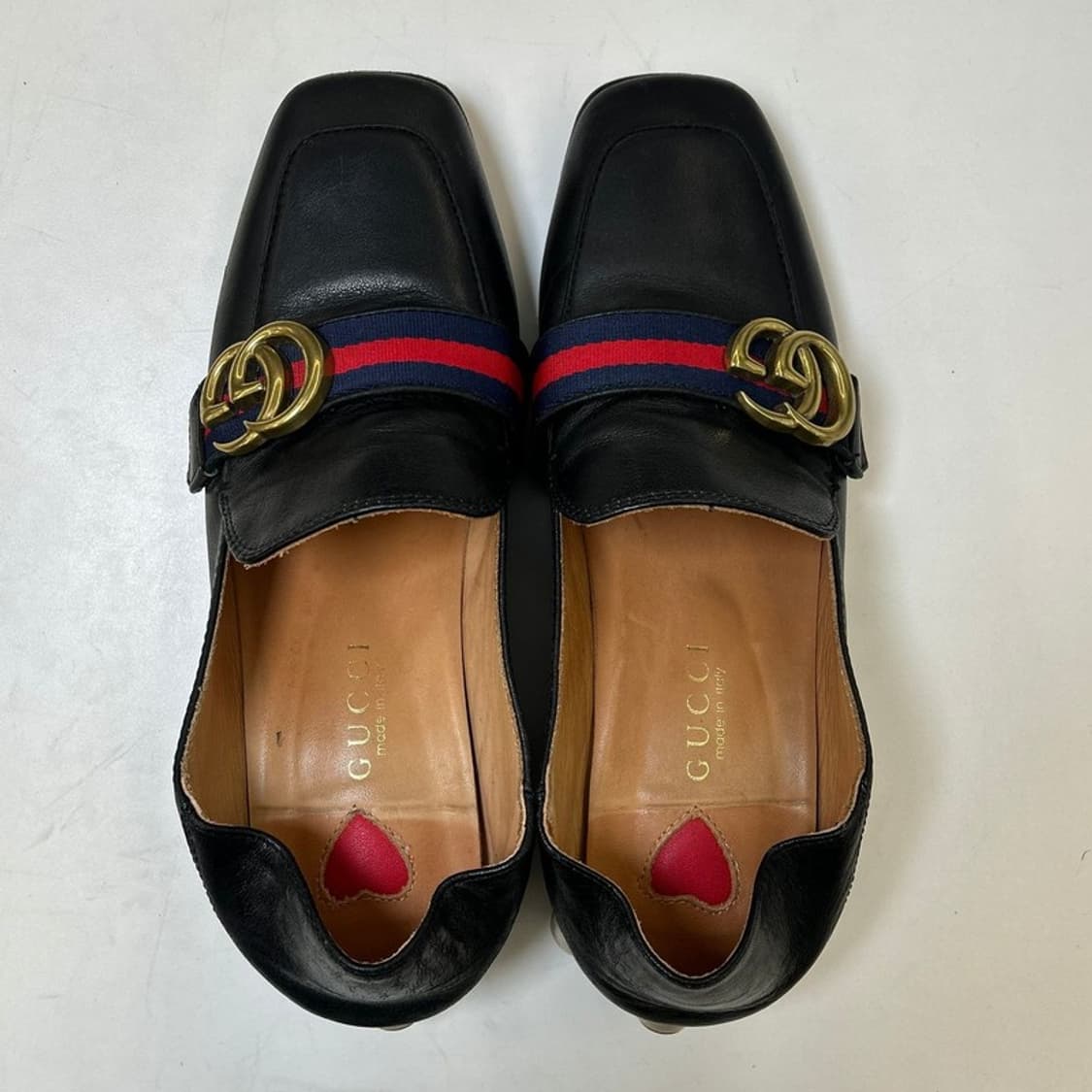 구찌 레더 GG 펄스터드 마몽 진주 미드힐 여성 로퍼 37 상품이미지6