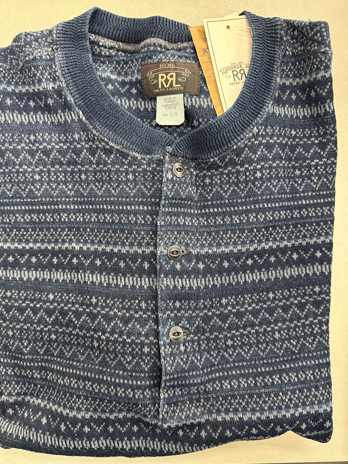 rrl 자카드 헨리넥 XL 새상품 상품이미지1