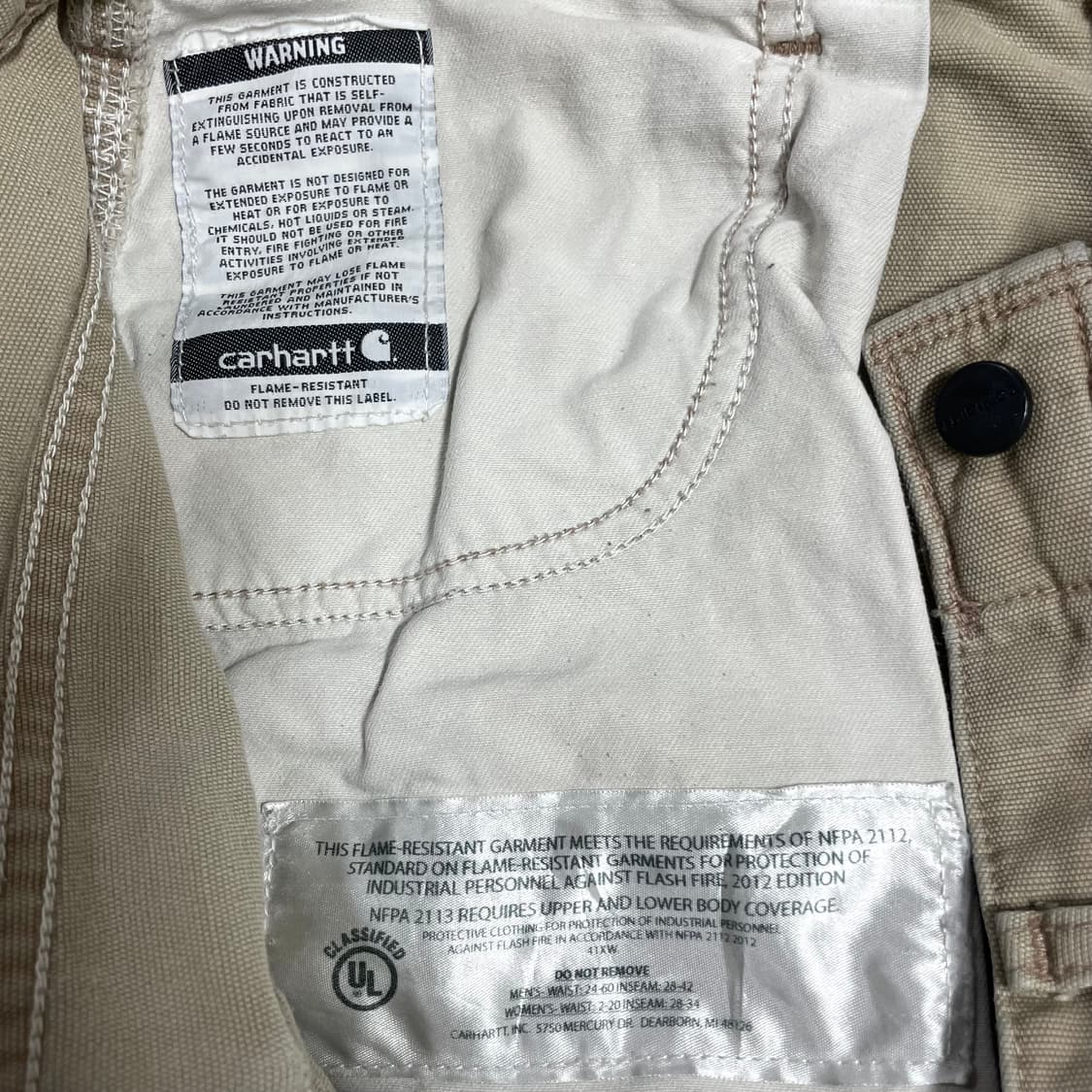 칼하트 FR 싱글니 카펜터 디스 워크팬츠 골든 카키 gkh 36 상품이미지6