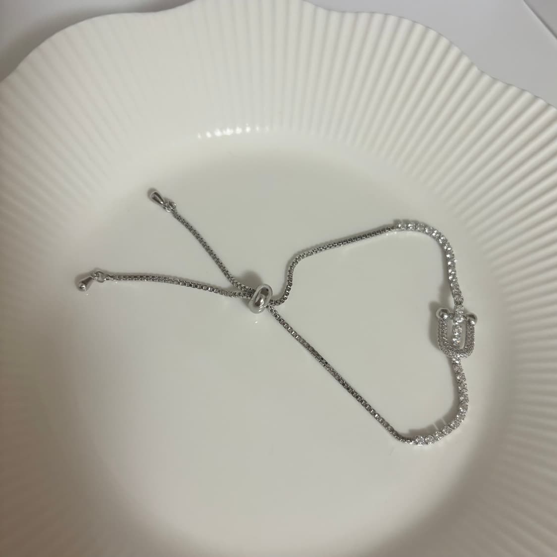 실버 큐빅 팔찌 free사이즈 (새상품) 상품이미지2