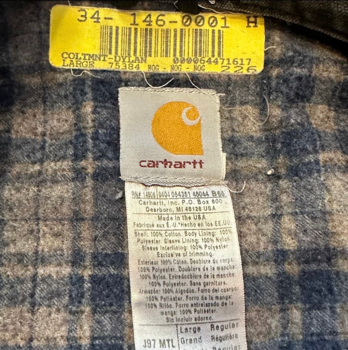 OG 00년도 미국제조 칼하트 j97mtl 디트로이트 상품이미지7