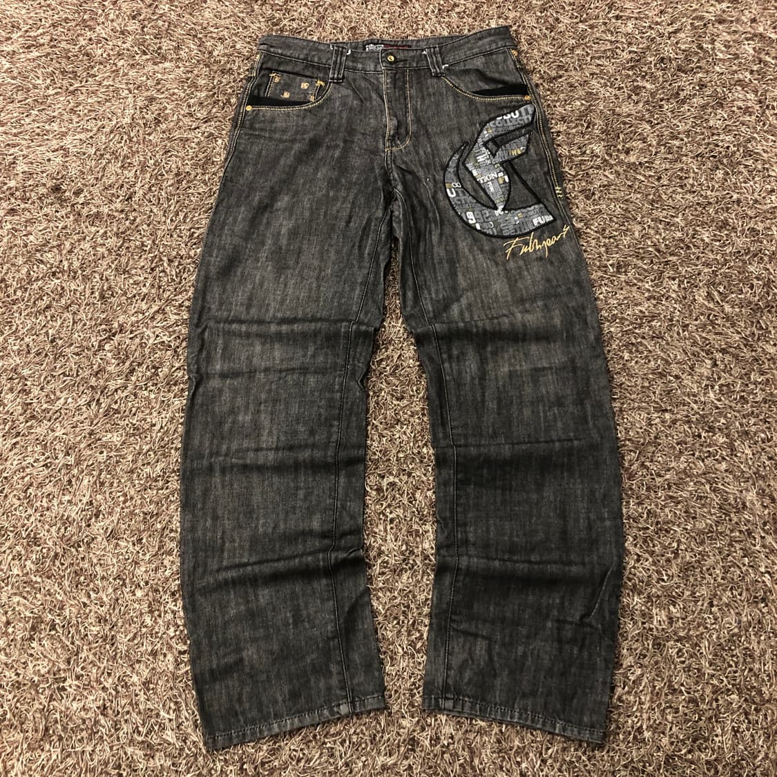 후부 올드스쿨 흑청 워싱 힙합 데님 팬츠 상품이미지2