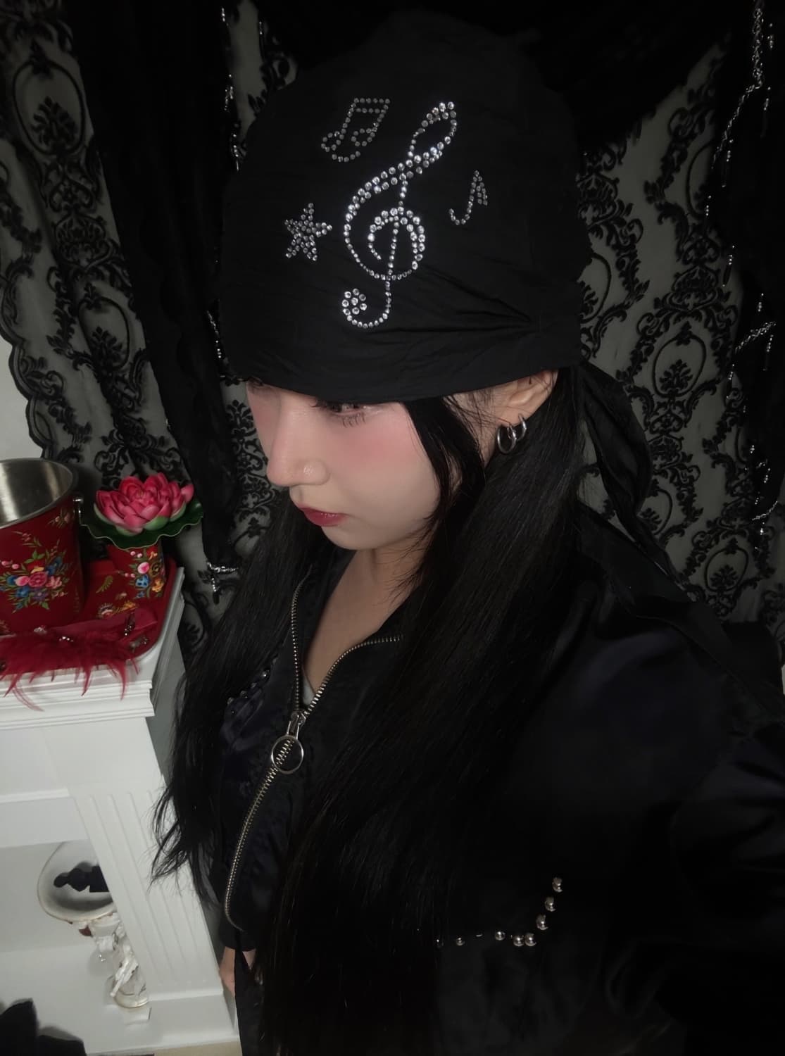 큐빅 음표 별 핫픽스 듀렉 헤어두건  상품이미지6